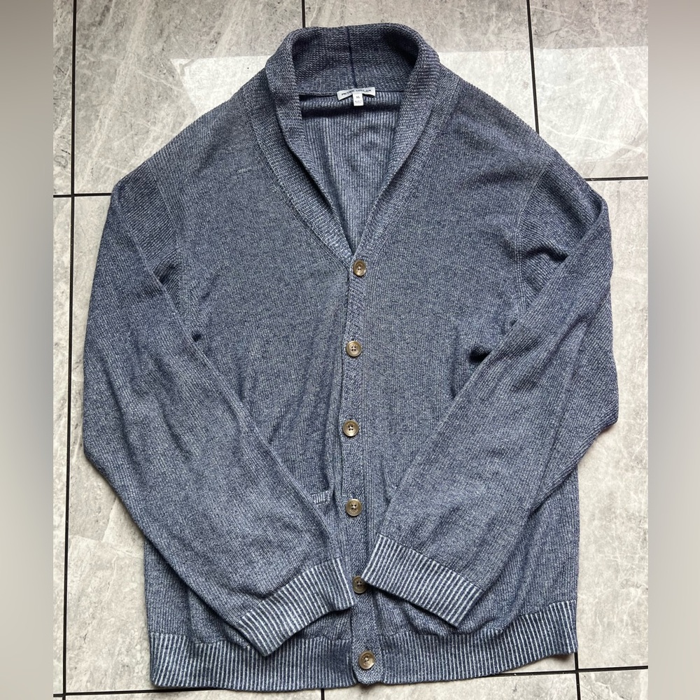 Peter Millar Crown Harbor Shawl Collar Cardigan Mens Indigo Knit Designer XL - Picture 3 of 8